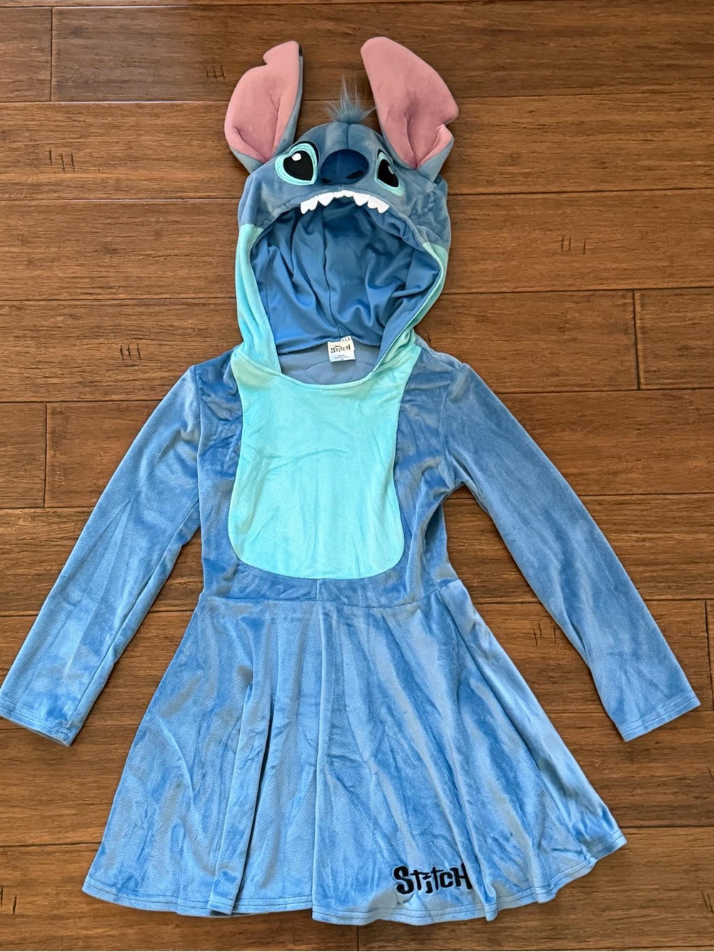 Disney Stitch Girls Blue Character Hooded Dress Costume